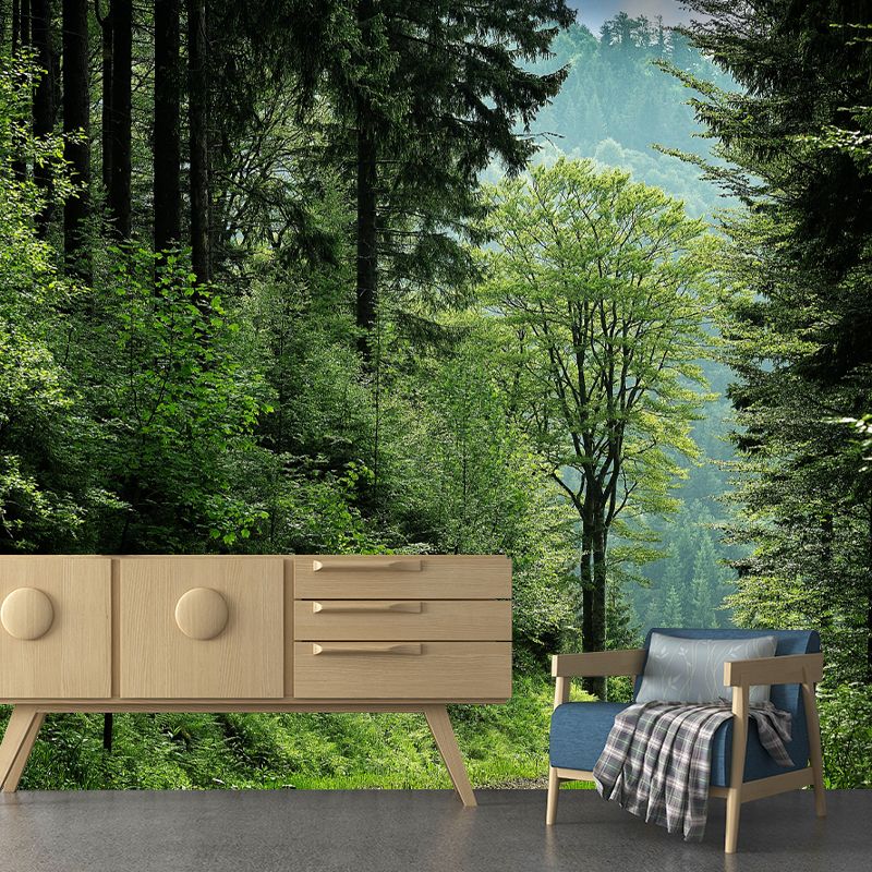 Forest Mural Mildew Resistant Contemporary Wall Covering for Dining Room