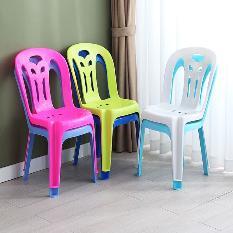 Sillas laterales de comedor de plástico contemporáneo, silla apilable sin brazos con respaldo de listón para el hogar