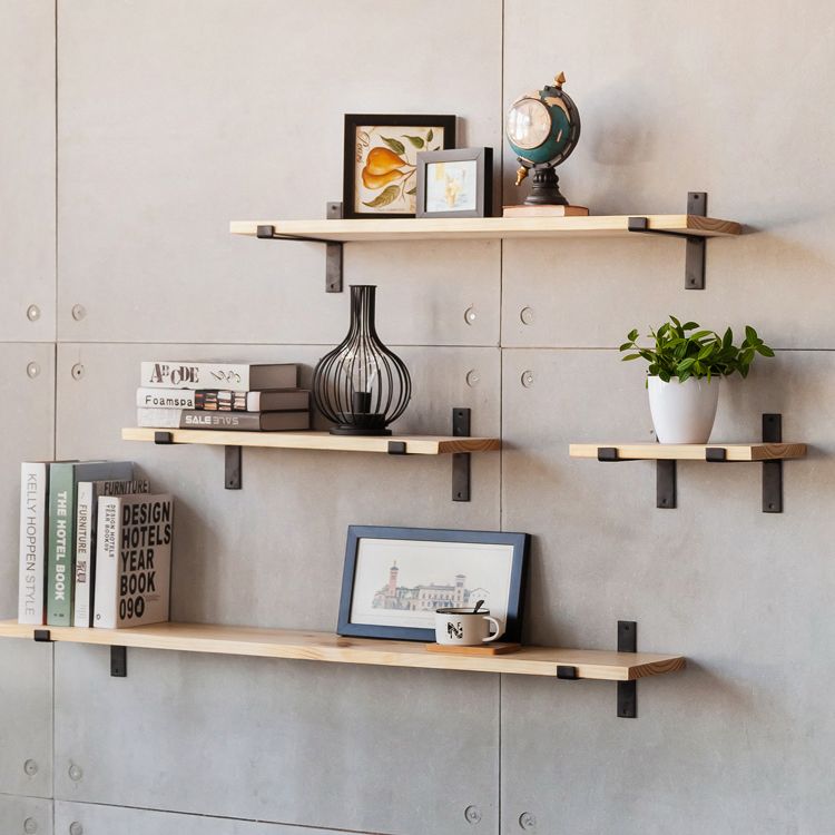 Contemporary Floating Bookshelf Wooden Natural Closed Back Bookcase