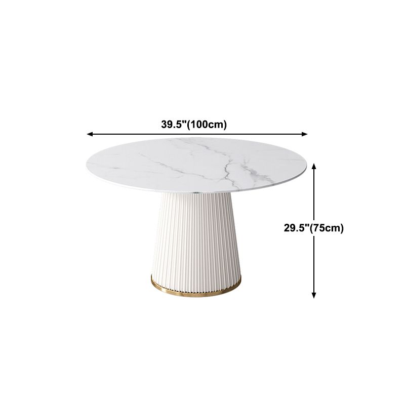 Sintered Stone White Table for Restaurant Luxury Round Dining Table with Pedestal Base