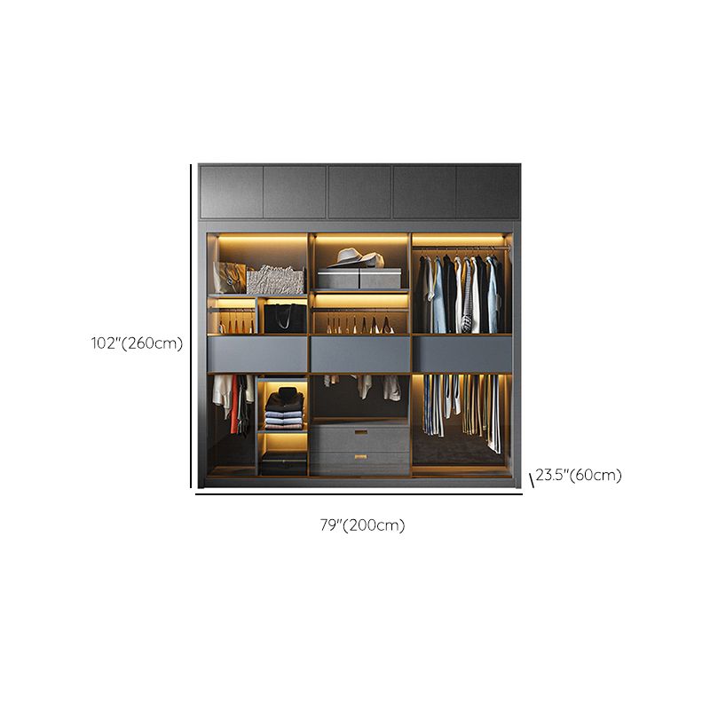 Modern Grey Storage Cabinet Mirrored Finish Cabinet with Glass Doors