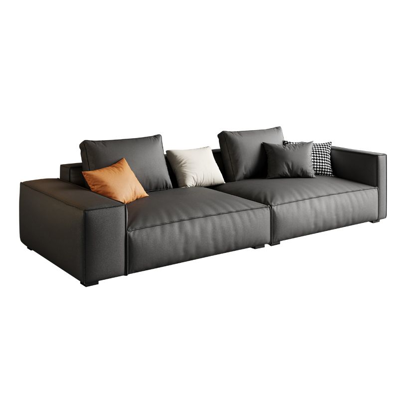 Faux Leder Square Arm Standard -Sofa mit Stirnkissen, fleckbeständiger