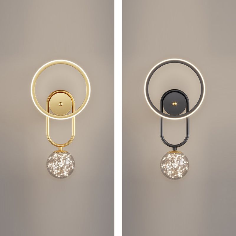 Round Shape Glass Wall Light Modern Style 2 Lights Wall Mount Light