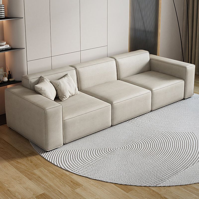 Square Arm 3-seater Sofa Contemporary Faux Leather Minimalist Sofa