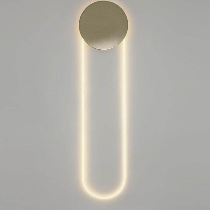 Oblong Wall Lighting Ideas Modernity Metallic LED Bedroom Wall Mount Light Fixture in Gold