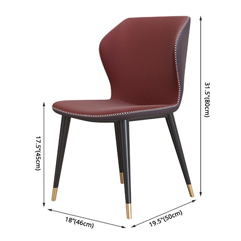 Sillas de comedor de cuero de estilo contemporáneo Wingback que cena la silla sin brazos para uso doméstico
