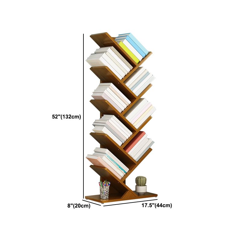Modern Bamboo Bookshelf Geometric Closed Back Vertical Bookcase