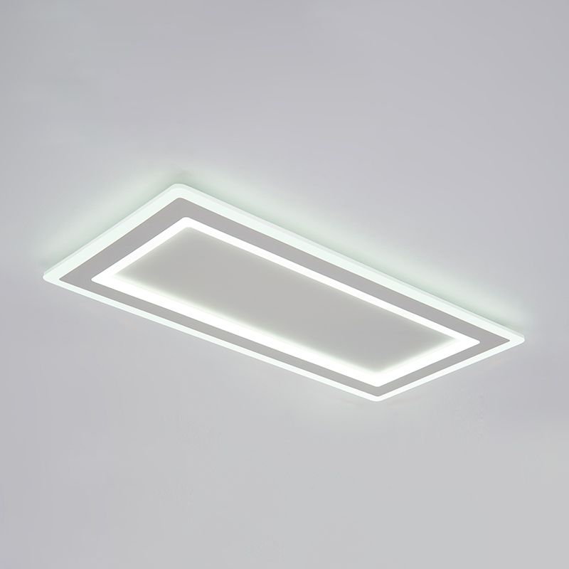 Weiße, rechteckige LED-Einbauleuchte in moderner Schlichtheit, schmiedeeiserne Deckenleuchte mit Acrylschirm