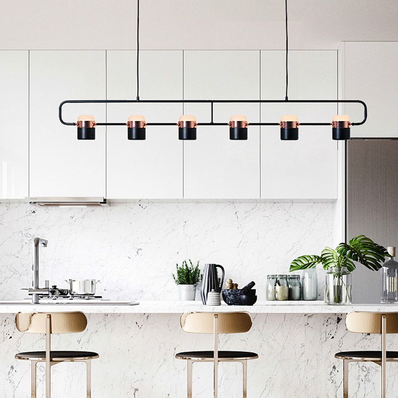 Modern Cylinder Island Light Fixture Multi-Head Restaurant Hanging Lamp with Acrylic Shade