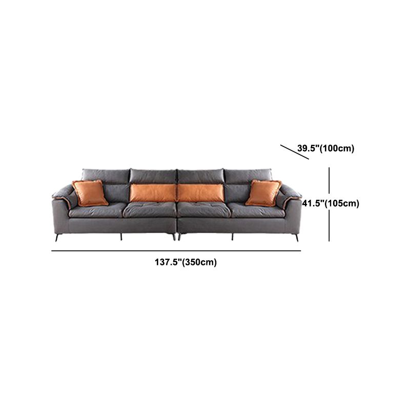 Modern Tufted Sofa & Chaise Stain Resistant Sectional .41.33 Inch in Dark Grey