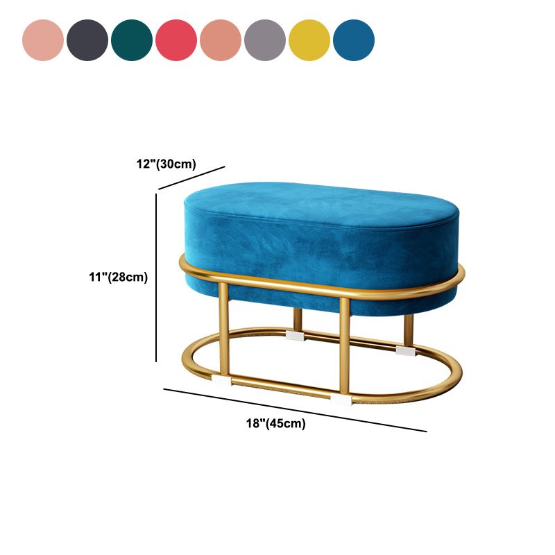Glam Velvet Boucle Pouf Plain Oval Metal Frame Tear Resistant Ottoman Footrest