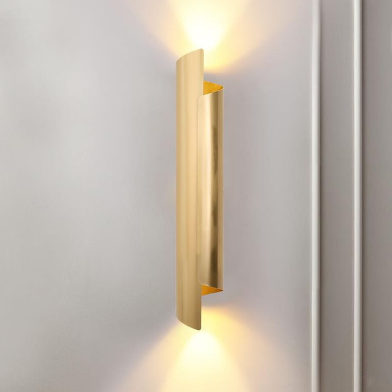 Post Modern 1 - Light Wall Mount Fixture Iron Tube Wall Lighting in Gold Finish