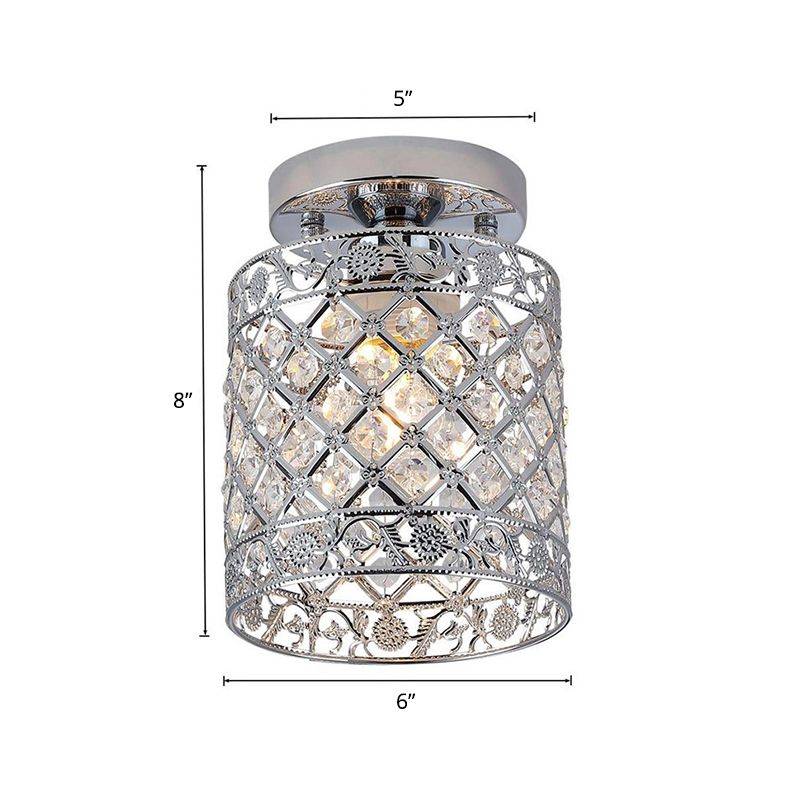 Lámpara de montaje cilíndrica de montura cilíndrica de cristal Simple Luz de techo de semi rascillo de acabado de 1 luz para pasillo