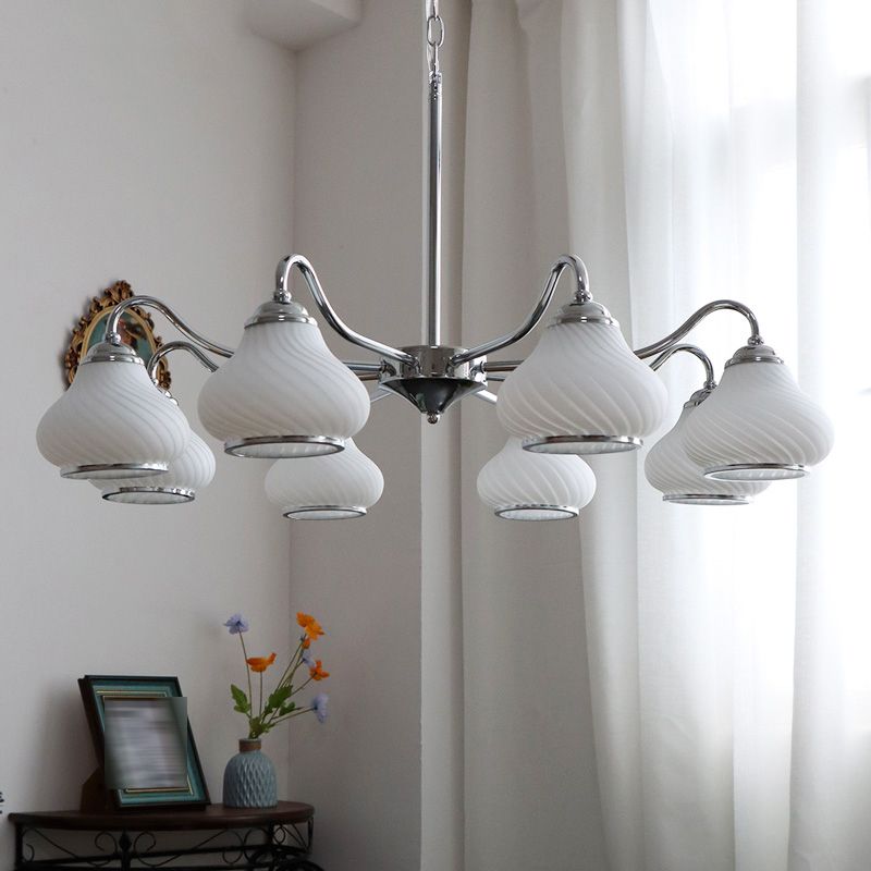 Modern Pendant Light Silver Glass Sputnik Ceiling Light for Living Room