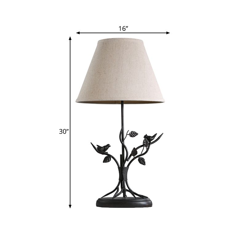 Taps toelopende stof tafellicht vintage 1 kop woonkamer nachtkastje verlichting in wit met takontwerp