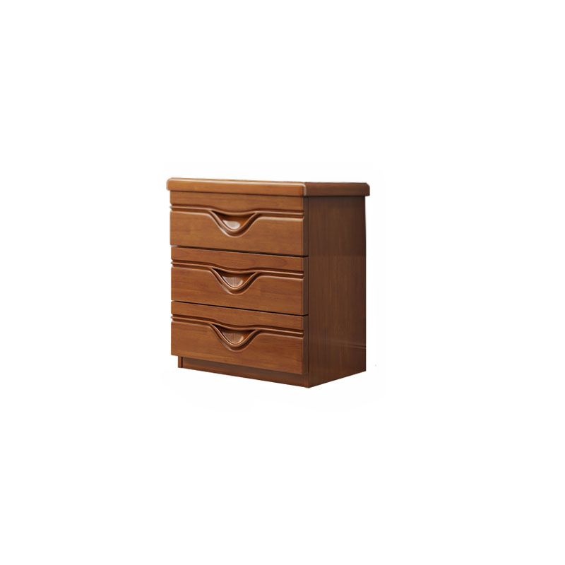 Contemporary Rubber Wood Storage Chest Home Brown Chest with Drawers