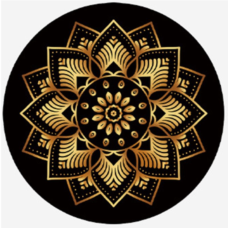 Gold Living Room Indoor Rug Modern Medallion Carpet Polyester Rug Non-Split Carpet