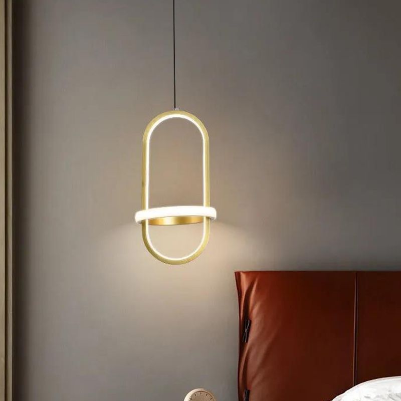 Linear Shape Hanging Lighting Modern Style Metal 2 Light Hanging Lamp for Bedroom