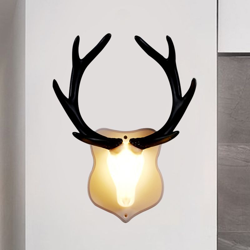 Résine White / Blue Approche luminaire de cerf LED Éclairage mural rustique en noir / blanc pour le salon