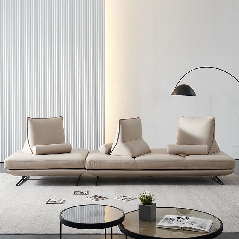 Modernistic Sofa with Bolster Pillows Armless Settee for Living Room