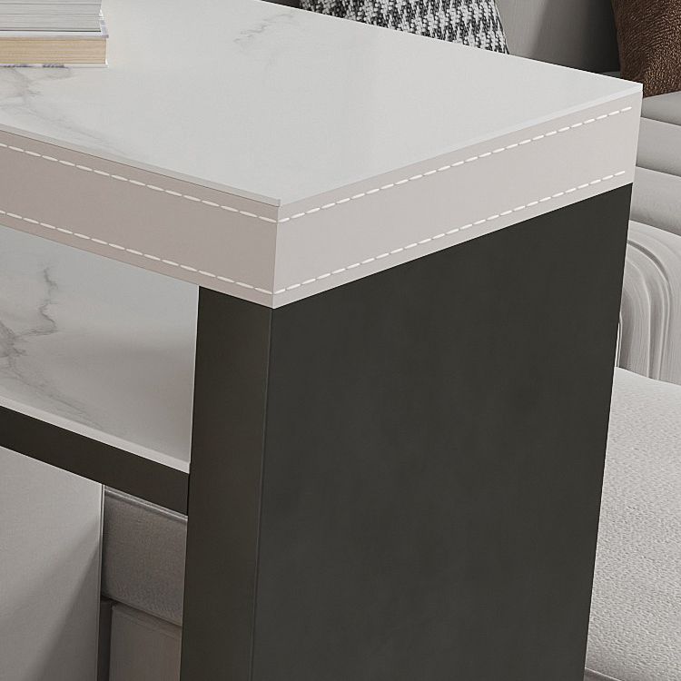 Industrial Counter Height Set 1/2/3 Pcs Stone and Leather Bar Table with Backless Stools