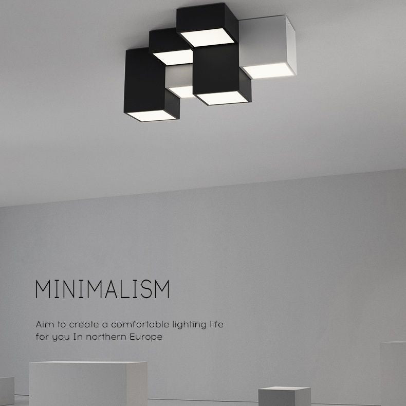 Geometric Rectangular Combination LED Flush Mount Light Modern Minimalist Multi-Lights Ceiling Lamp for Bedroom Living Room