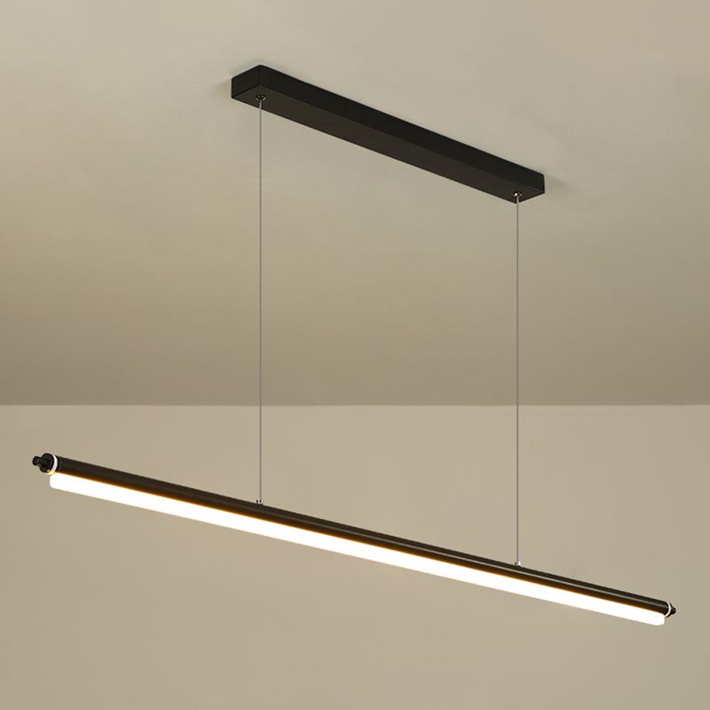 Modern aluminium eilandlamp lineair 1-licht restaurant LED hanglamp met acrylschaduw