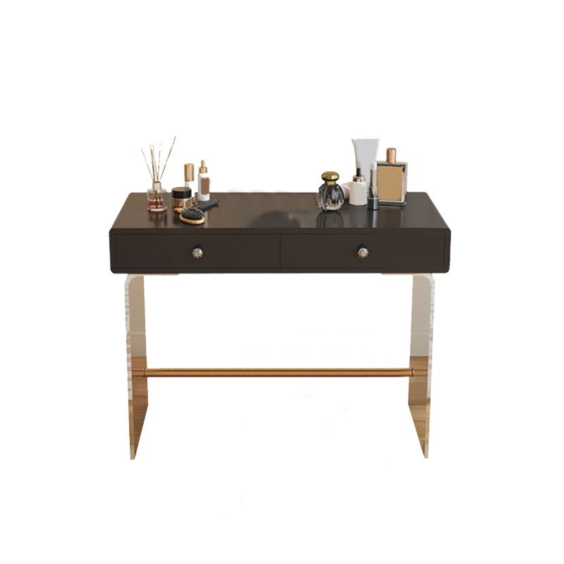 2 Drawers Clear Acrylic Makeup Table Contemporary 17.72" D Vanity Set with Stool & Mirror