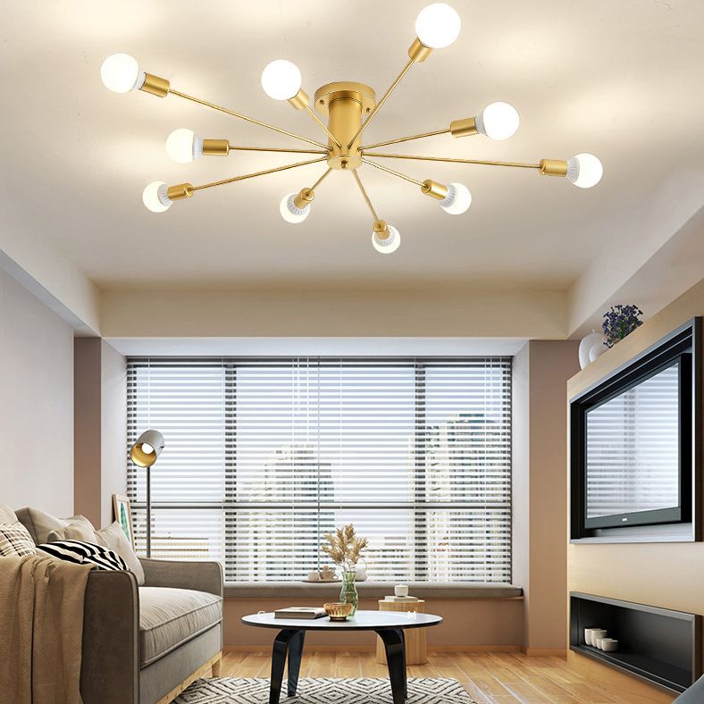 Étoile étoile exposée semi semi-chouchoute lumière moderne minimaliste de plafond de chambre à coucher en métal minimaliste monte