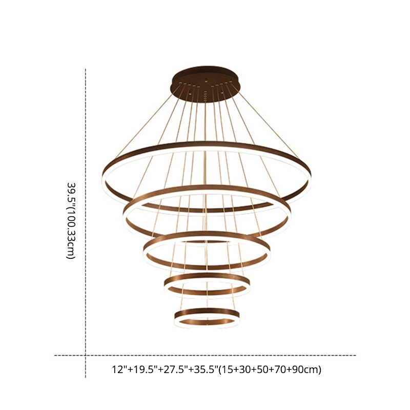 Wrought Iron Black LED Pendant Light in Modern Luxury Style Layered Circles Ceiling Light with Acrylic Shade