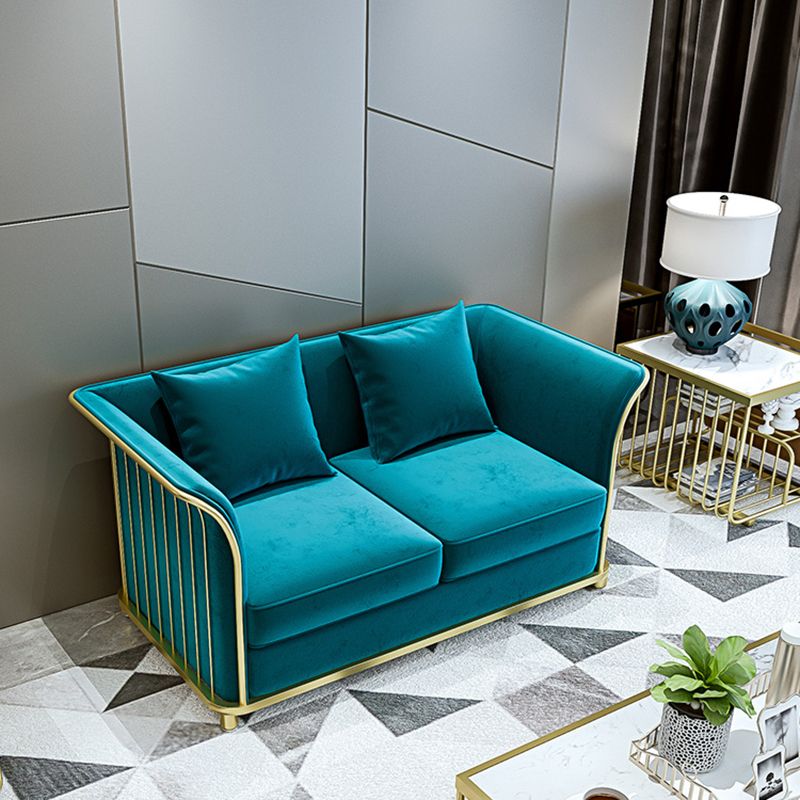 27.5" H Contemporary Velvet Tuxedo Arm Sofa with Pillows for Living Room