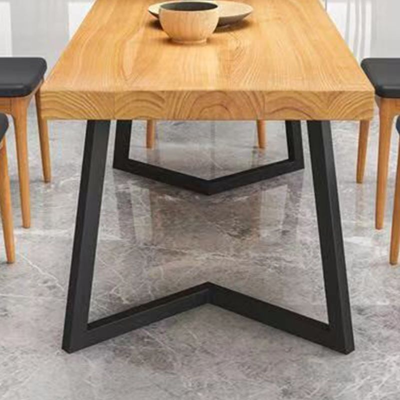 Rectangle Industrial Dining Table Double Pedestal Solid Wood Table