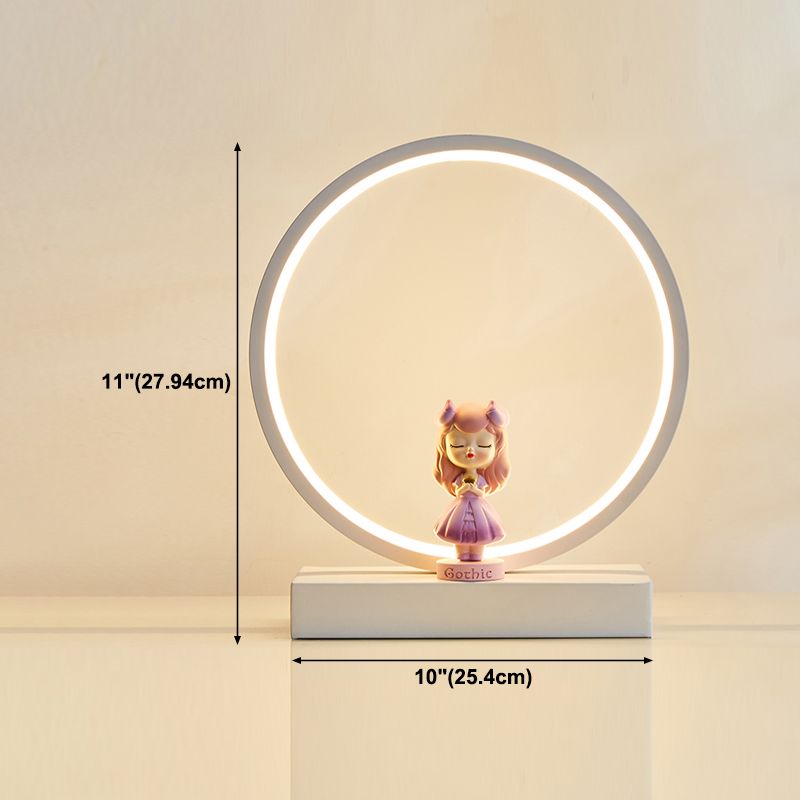 Modern Style Circle Shape Table Light Metal 1 Light Nightstand Lamps for Table