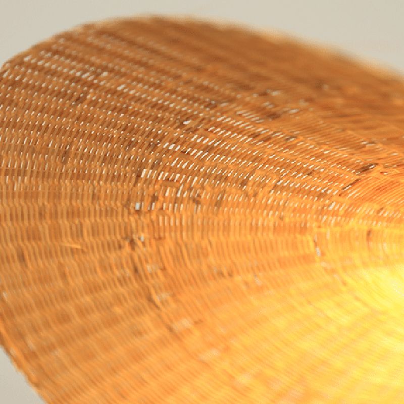 1-Light Beige Bamboo Suspended Lighting Fixture Japanese Pendant Light Kit