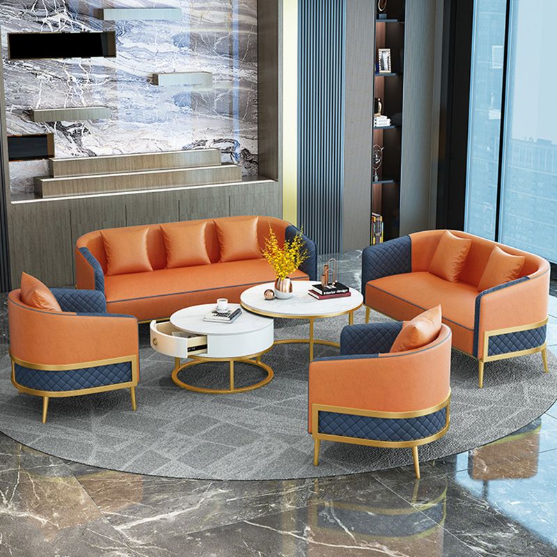 27.55" W x 29.52" H Faux Leather Sloped Arm Sofa Contemporary Standard Sofa