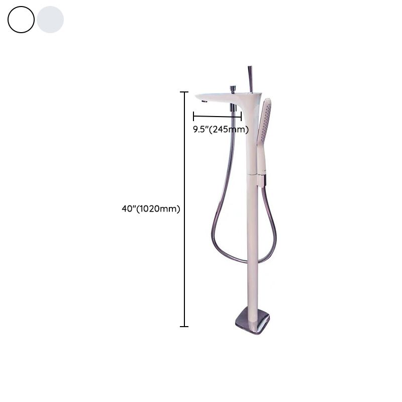 Floor Mounted Freestanding Tub Filler Single Handle Freestanding Faucet with Hose