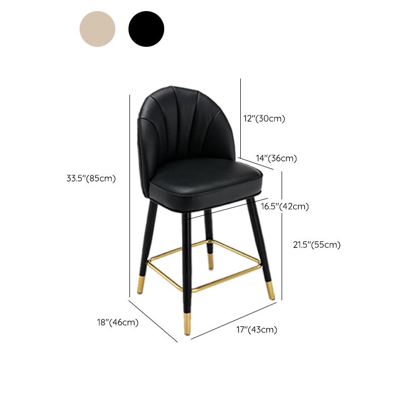 Modern Armless Backrest Counter Stool Iron Bar Stool with Cushion for Bar