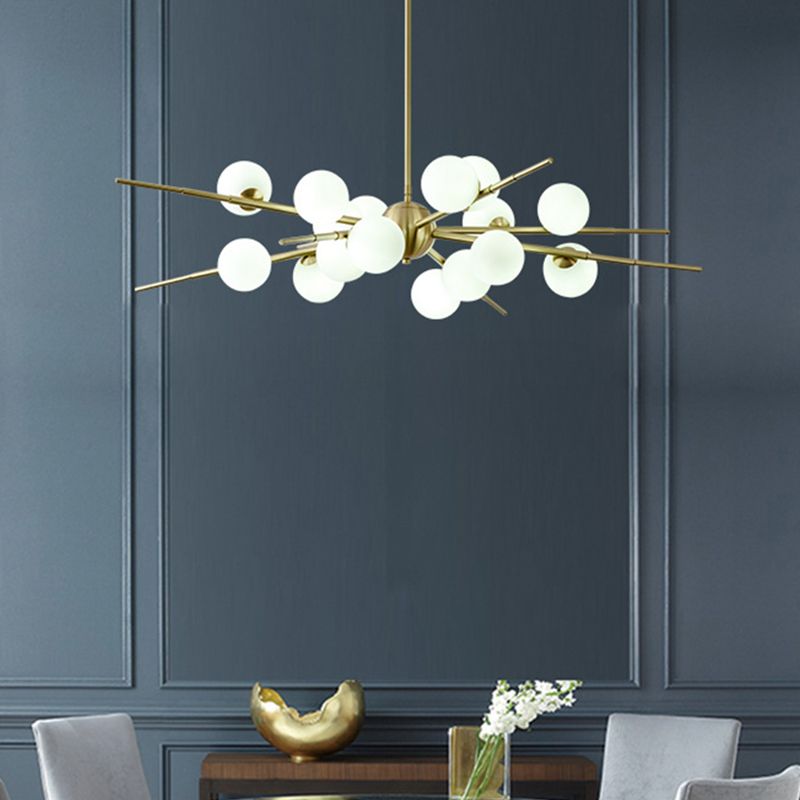 Modern Starburst Hanging Chandelier Light Opal Glass Shade Ceiling Chandelier for Living Room