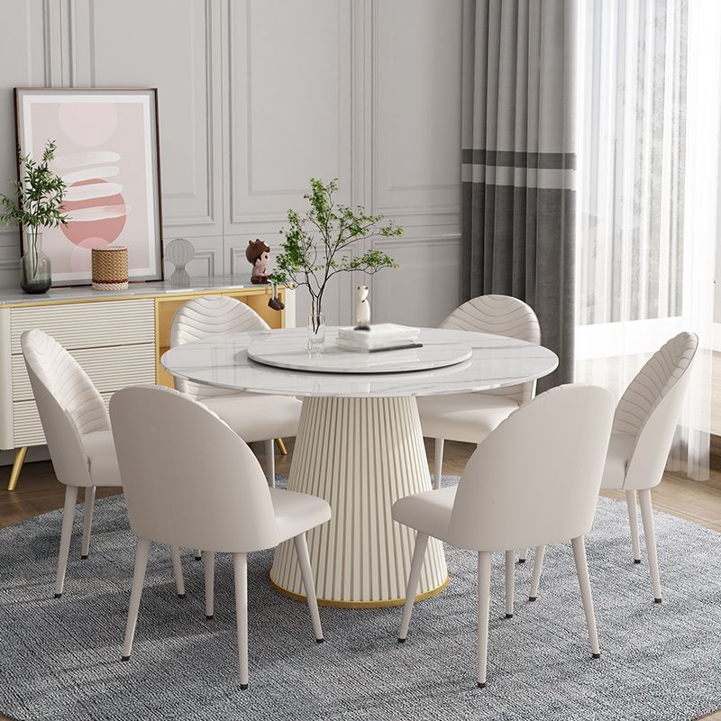 Modern Style Dining Table Round White Sintered Stone Dining Table for Home Use