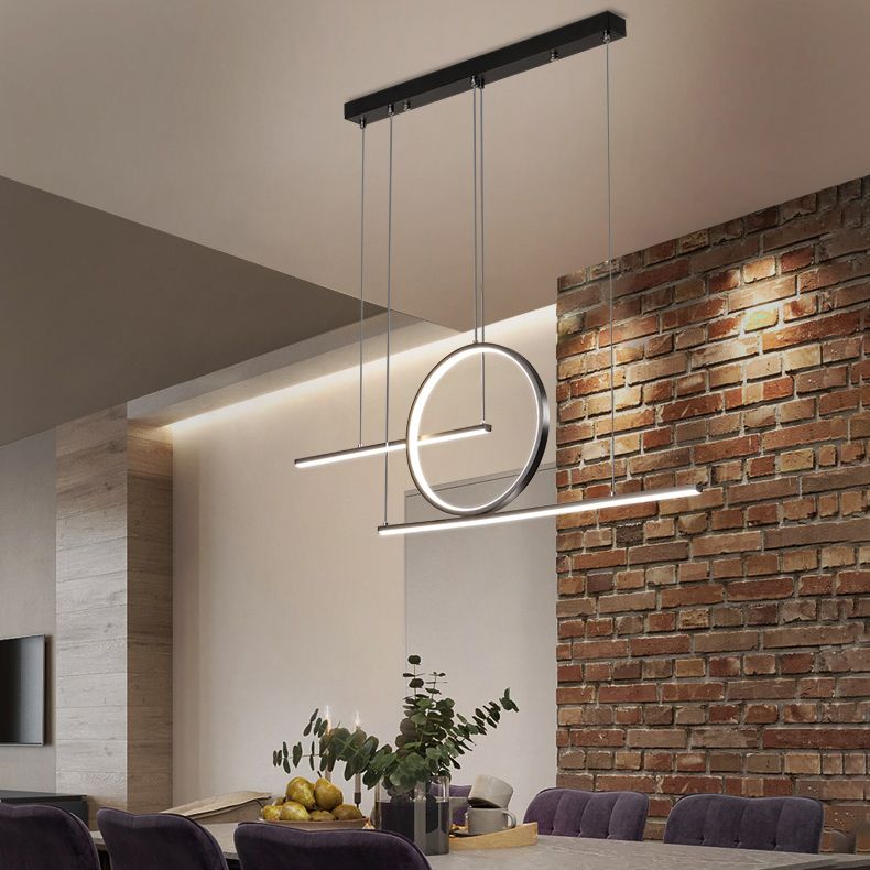 Modern Creative LED Pendant Light Linear 3-Light Hanging Lamp with Silicone Shade