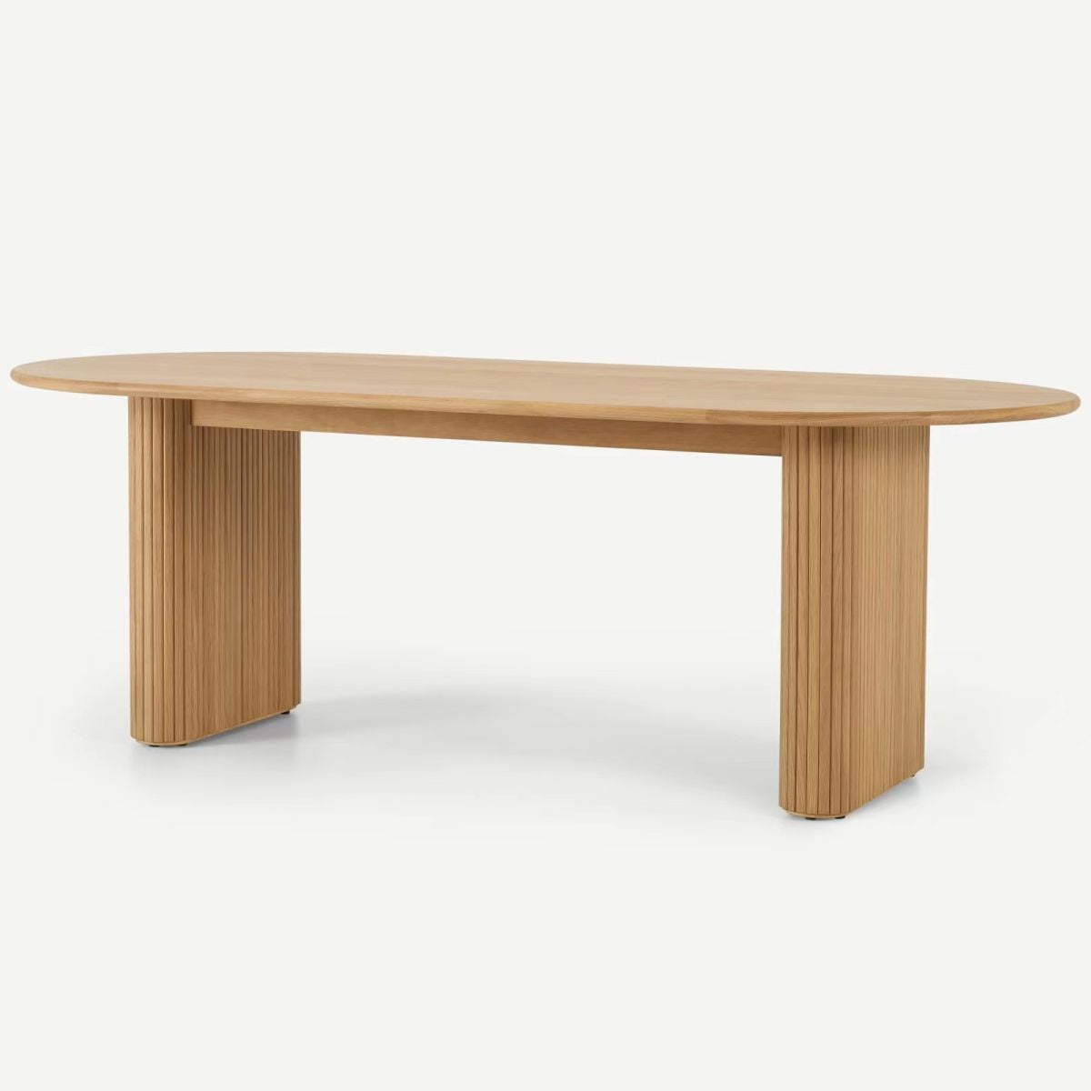 Oval Solid Wood Dining Table Modern Natural Furniture with Double Pedestal for Apartment