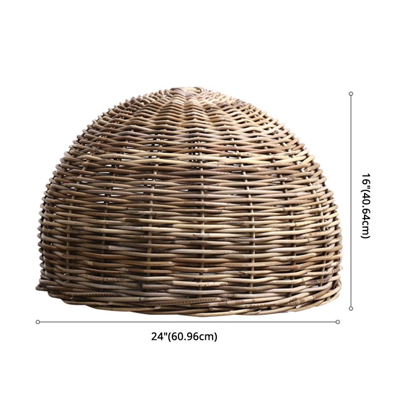 Rattan Bird Nest Shade Hanging Light Retro Hand-weaving Coffee Shop Lighting Fixture