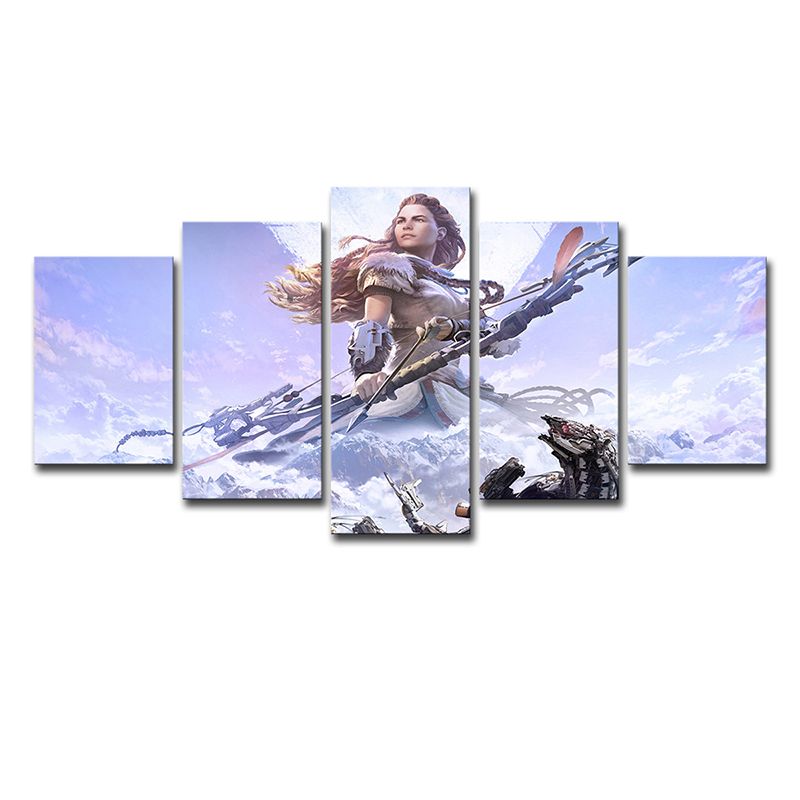 Horizon Zero Dawn Wall Art Purple Kids Style Canvas Print for Teenage Boy Bedroom