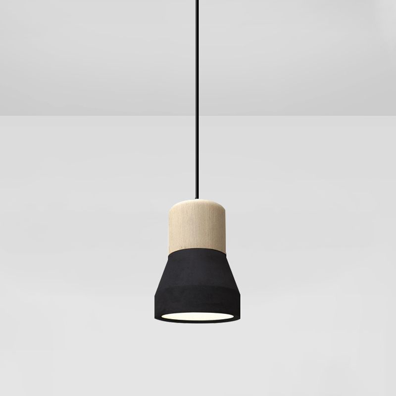 Bouteille de ciment petite lampe suspendue macaron simple rouge / gris / gris plafond pendentif avec haut en bois