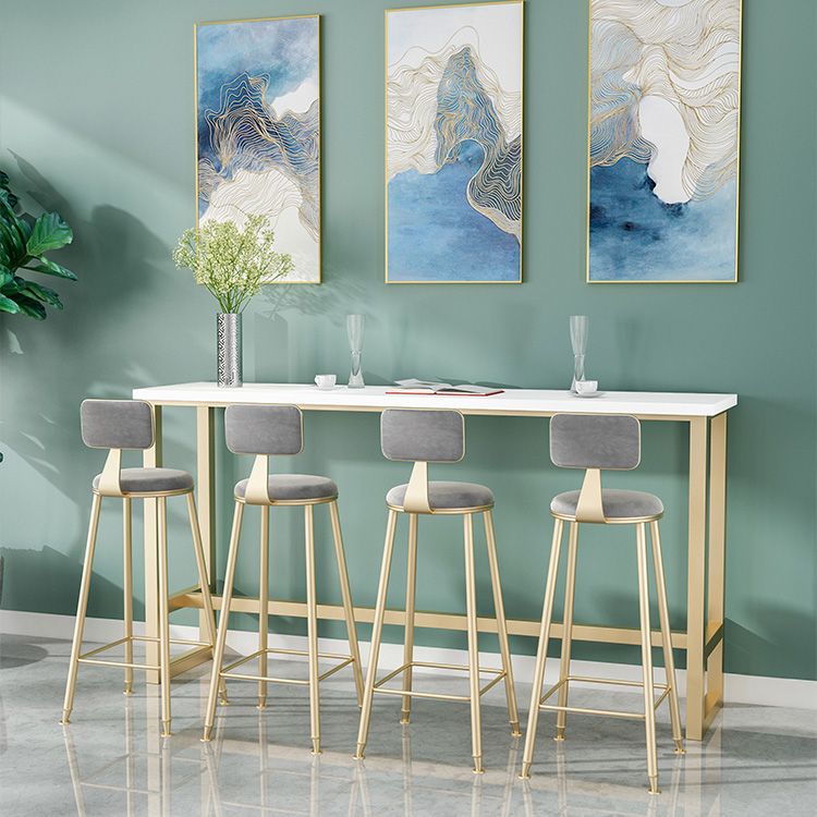 1/2/5 Pieces Modern Iron Bar Table Set Rectangle Engineered Wood Bistro Set with Footrest