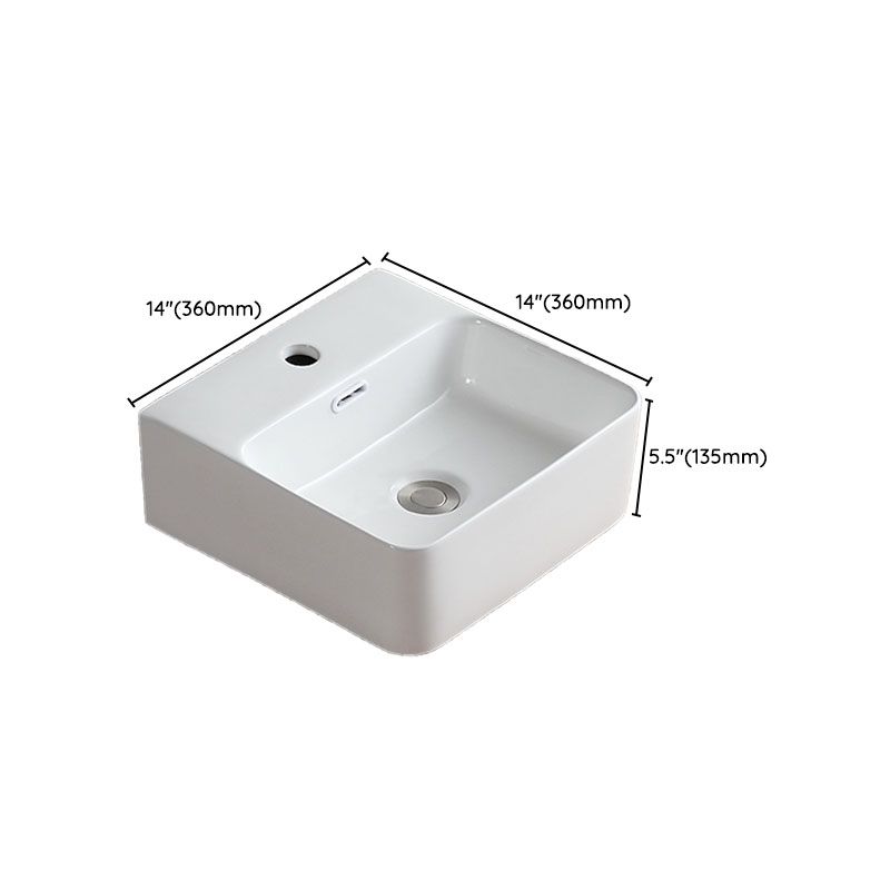 White Bathroom Sink Vessel Porcelain Bathroom Sink (Not Including Faucet)
