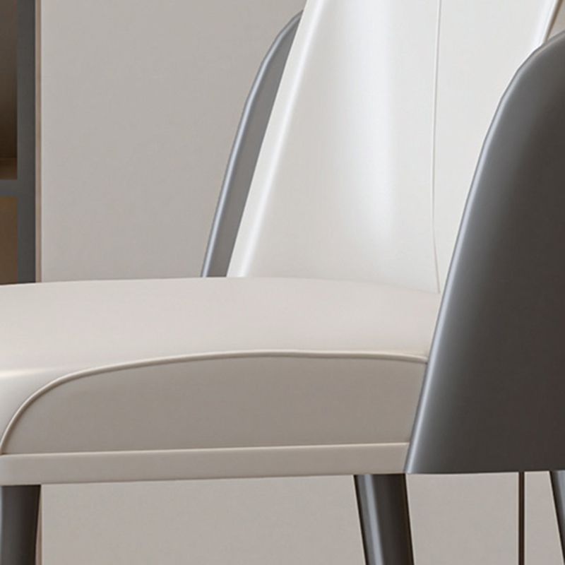Scandinavian Style Leather Dining Chairs Solid Back Armless Dining Chair