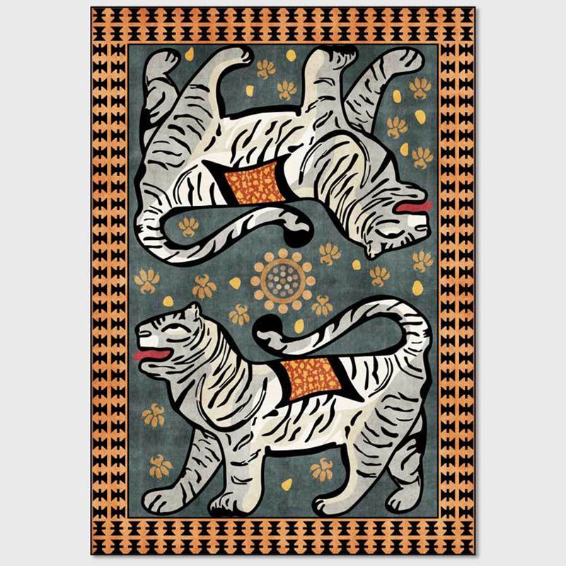 Distinctive Tiger Pattern Rug Trendy Modern Carpet Polyester Friendly Washable Rug for Home Decor