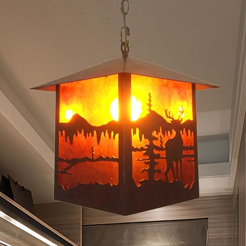 Elk Restaurant Hanging Light Kit Country Style Metal 1 Light Rust Pendant Lighting