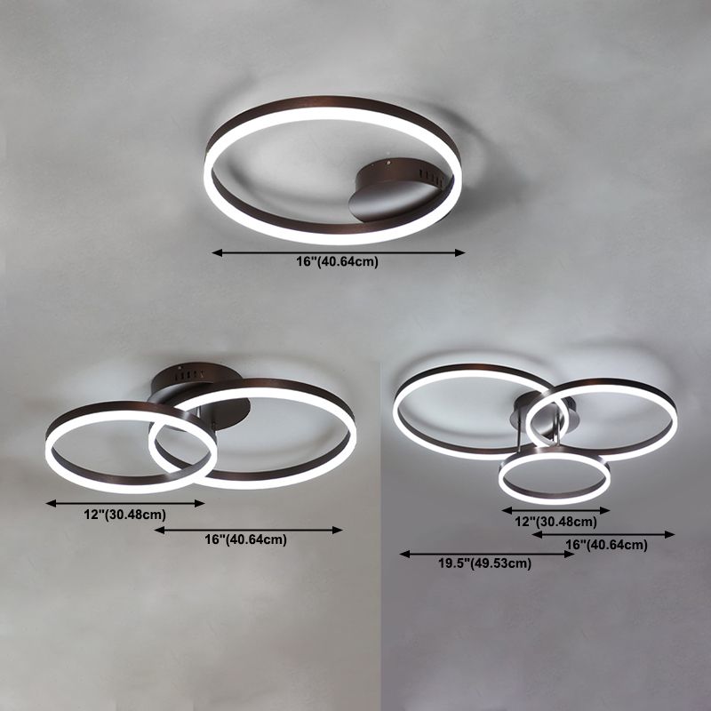 Luminaire de plafond circulaire de style moderne, plafonnier semi-encastré en métal multi-lumières